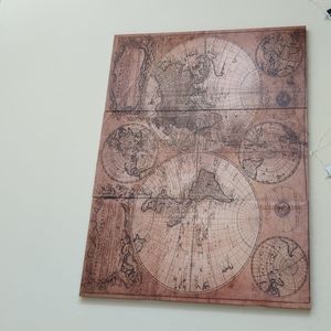 3 piece world map wall art